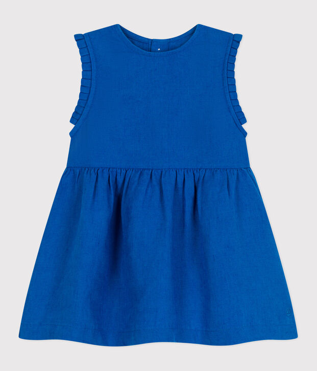 Babies' sleeveless linen dress blue