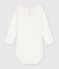 Babies' plain cotton body with an embroidered collar white