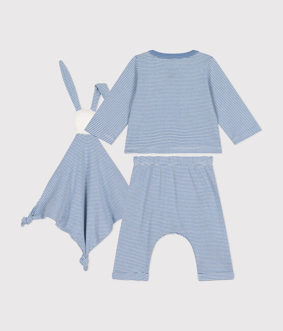 Babies' three-piece set in cotton BEACH blue/MARSHMALLOW