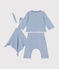 Babies' three-piece set in cotton BEACH blue/MARSHMALLOW