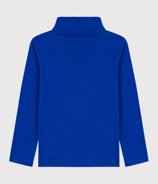 Children's plain cotton rollneck top blue