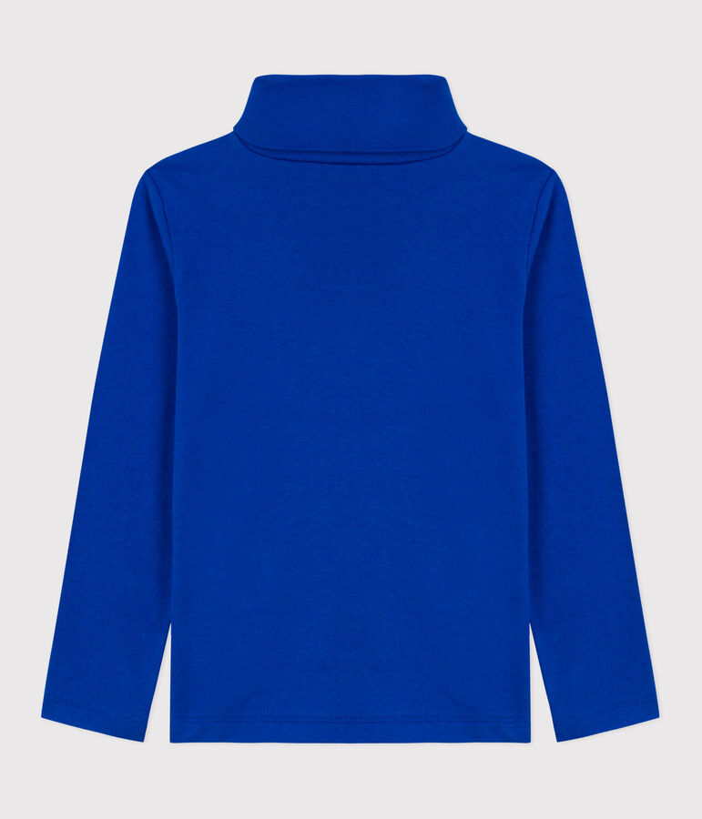 Children's plain cotton rollneck top blue