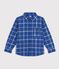 Children's checked cotton shirt blue/ecru