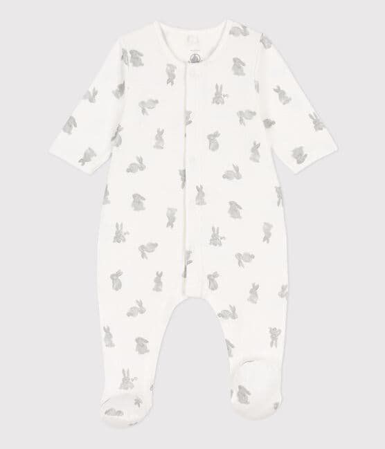 Tube-Knit Rabbit Sleepsuit MARSHMALLOW white/GRIS grey