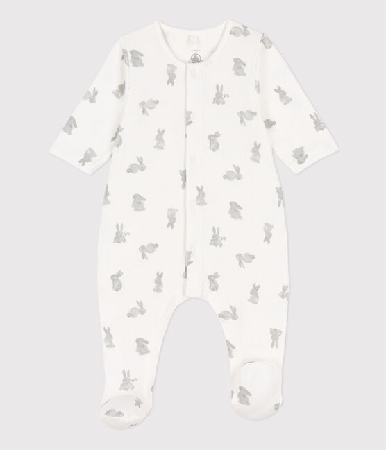 Tube-Knit Rabbit Sleepsuit MARSHMALLOW white/GRIS grey