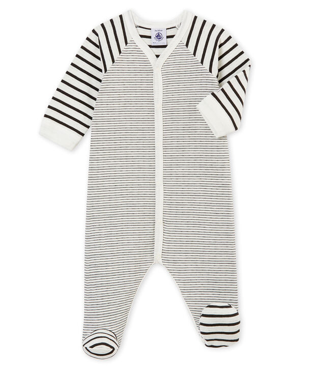 Baby boy's sleepsuit white/grey