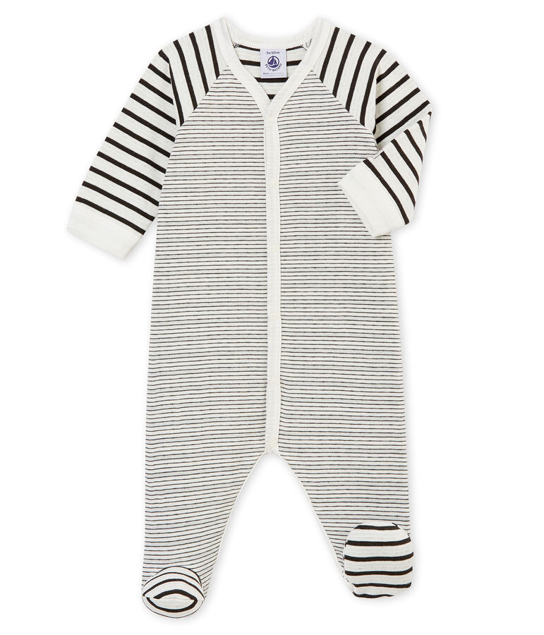 Baby boy's sleepsuit white/grey