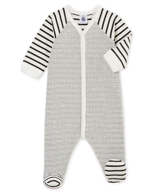 Baby boy's sleepsuit MARSHMALLOW white/CAPECOD grey