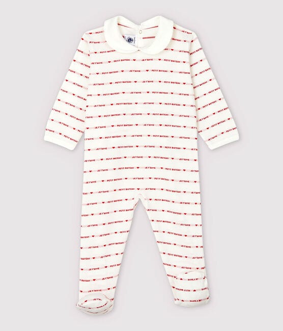 Petit Bateau Baby Girls' Sleepsuit with Woven Je t'aime 5966001