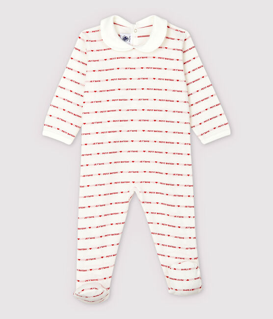 Petit Bateau Baby Girls' Sleepsuit with Woven Je t'aime 5966001