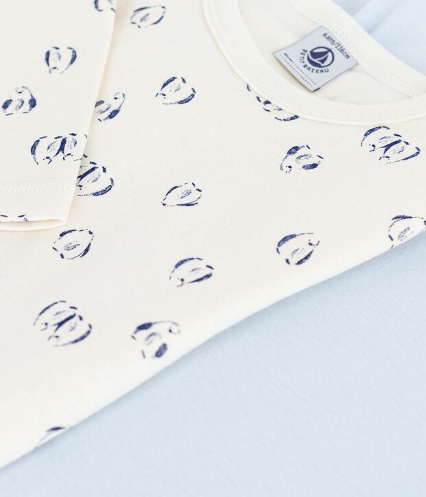 Children's long-sleeved printed cotton T-shirts - 2-Pack multicolor