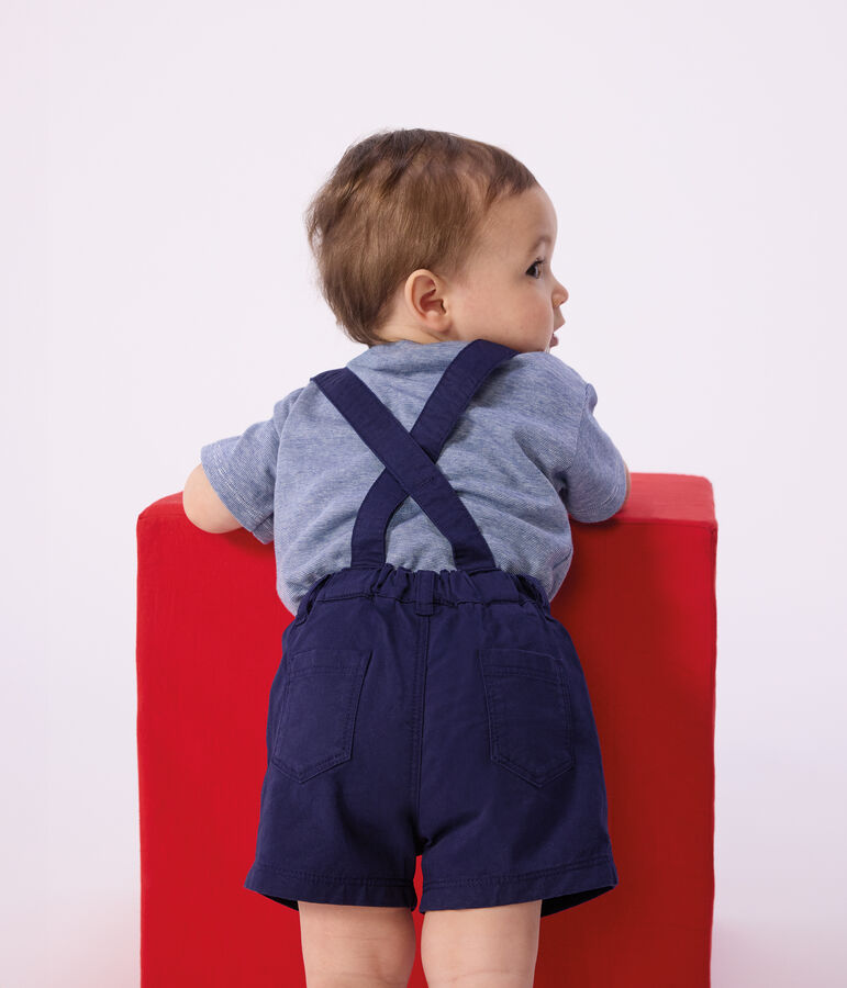 Babies' twill shorts with straps blue