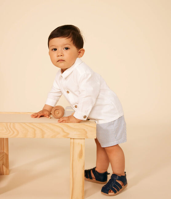 Babies' Cotton Pique Shirt ECUME white