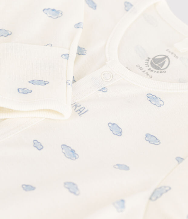 Cotton Jumpsuit/Sleeping Bag white/blue