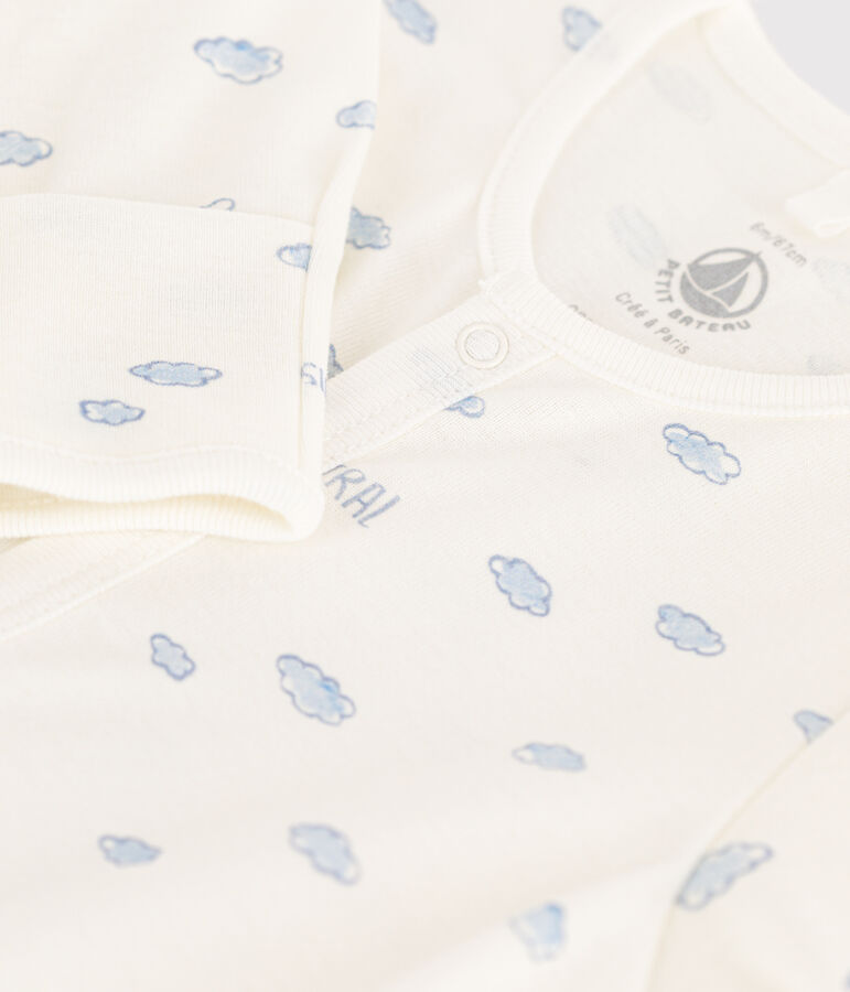 Cotton Jumpsuit/Sleeping Bag white/blue