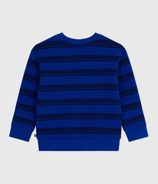 Children's stripy cotton sweatshirt blue/blue