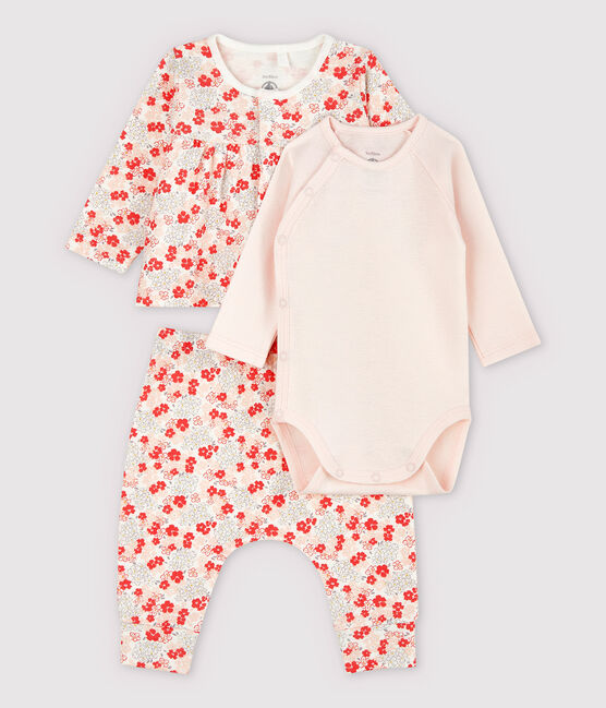Babies' Pink Organic Cotton Clothing - 3-Pack MARSHMALLOW white/MULTICO white