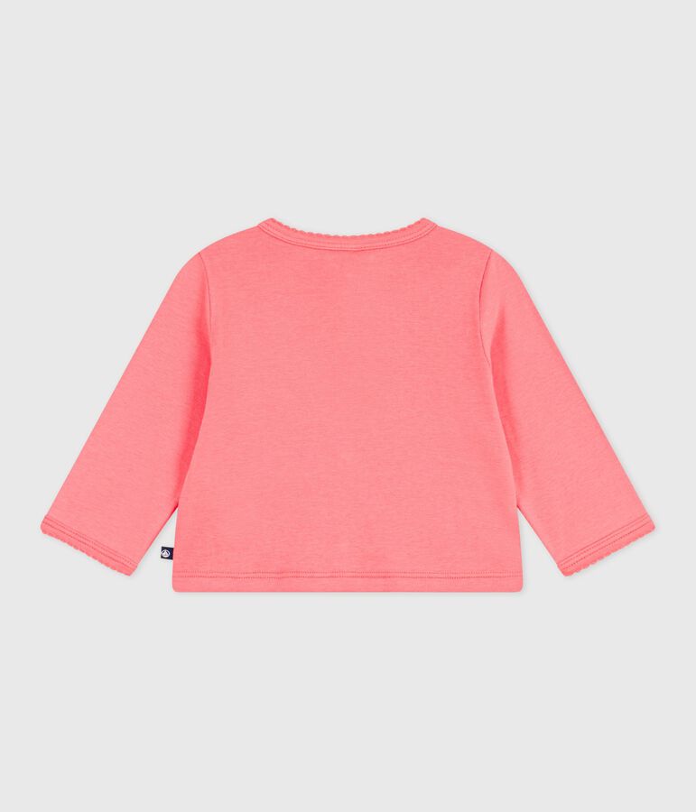 Babies' plain cotton cardigan pink