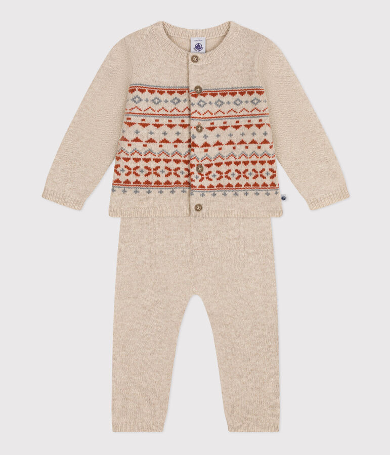 Babies' Patterned Knit Outfit beige/multicolor