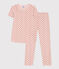 Girls' Short-Sleeved Cotton Pyjamas SALINE pink/MULTICO white