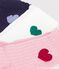 3 pairs of babies' heart-pattern cotton socks multicolor