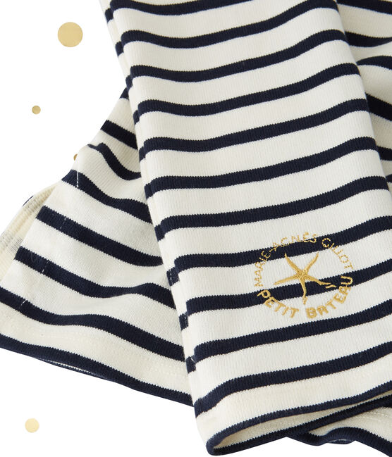 Marinière femme décolletée dans le dos. Petit bateau x Marie-Agnès Gillot COQUILLE beige/SMOKING blue