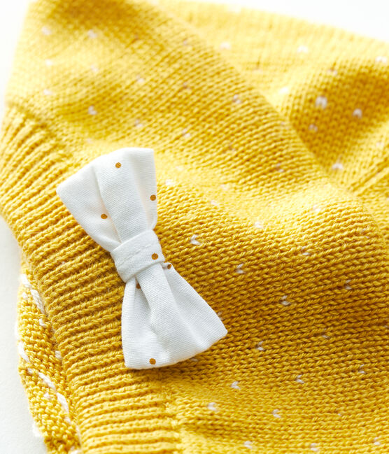 Babies' Knitted Beret HONEY yellow/MARSHMALLOW white