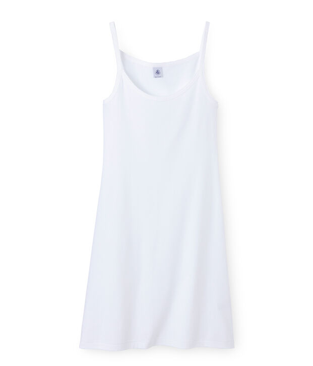Chemise &agrave; bretelles femme coton/laine/soie Lait white