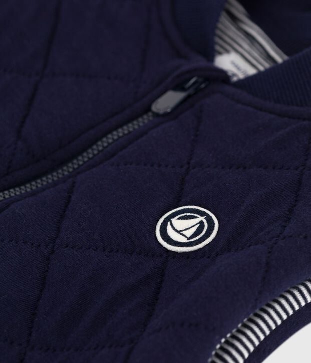 Children's sleeveless plain cotton cardigan blue