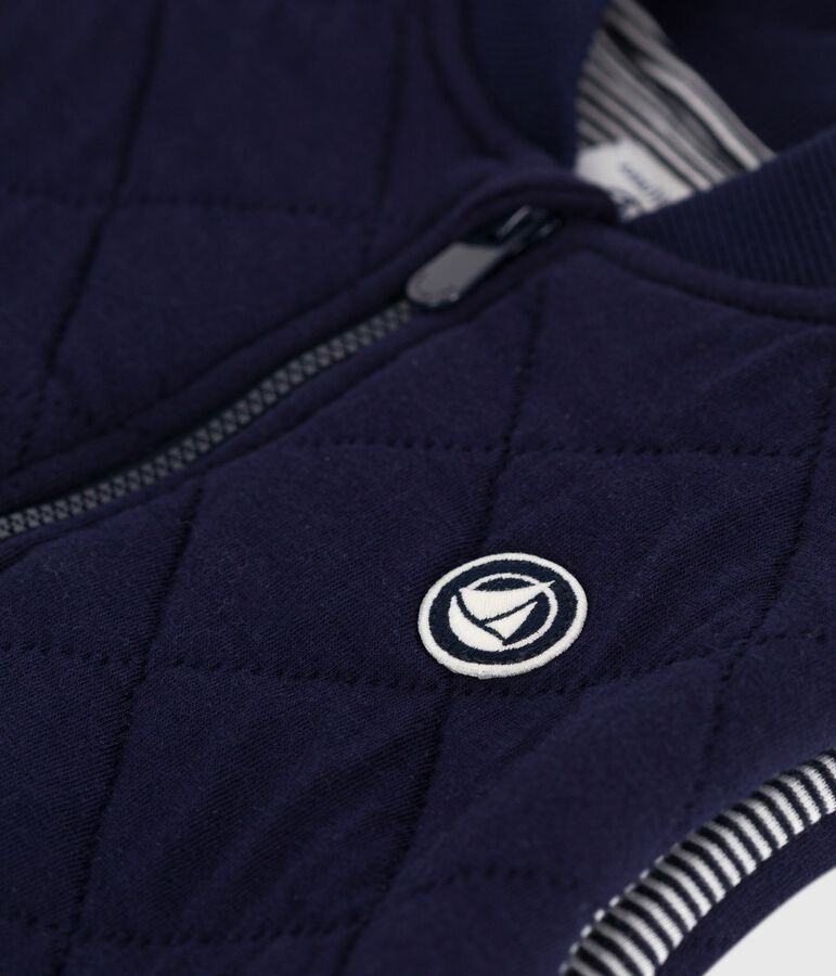 Children's sleeveless plain cotton cardigan blue