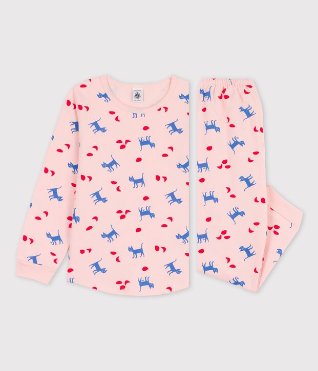 Girls' Cat Print Cotton Pyjamas pink/multicolor