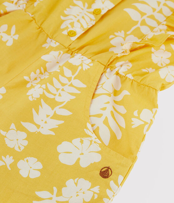Girls' Printed Poplin Jumpsuit ORGE yellow/MARSHMALLOW white