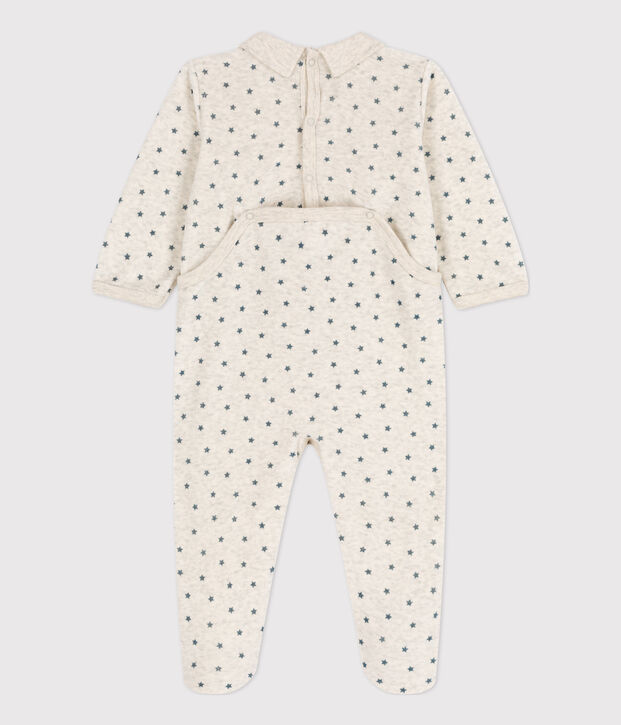 Babies' Starry Velour Sleepsuit beige/grey