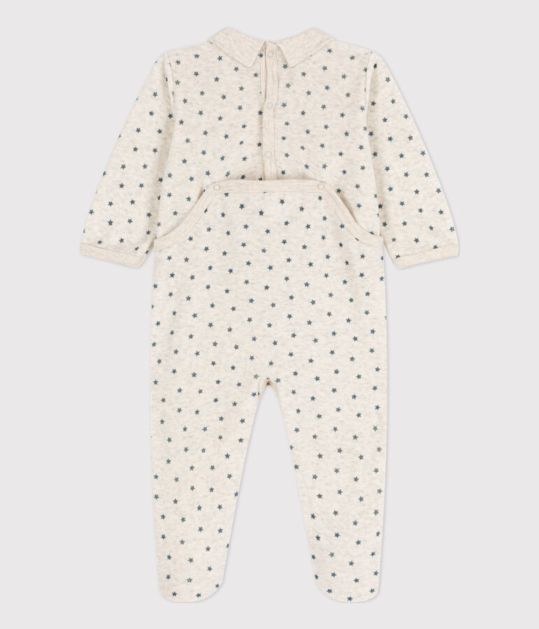 Babies' Starry Velour Sleepsuit beige/grey