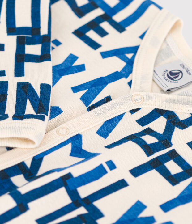 Babies' Footless Cotton Pyjamas Ecru/multicolor