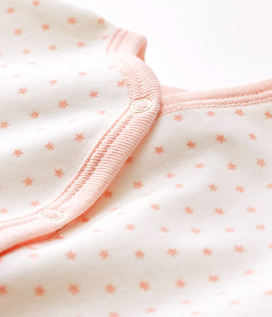 Baby Girls' Velour Sleepsuit MARSHMALLOW white/MINOIS pink