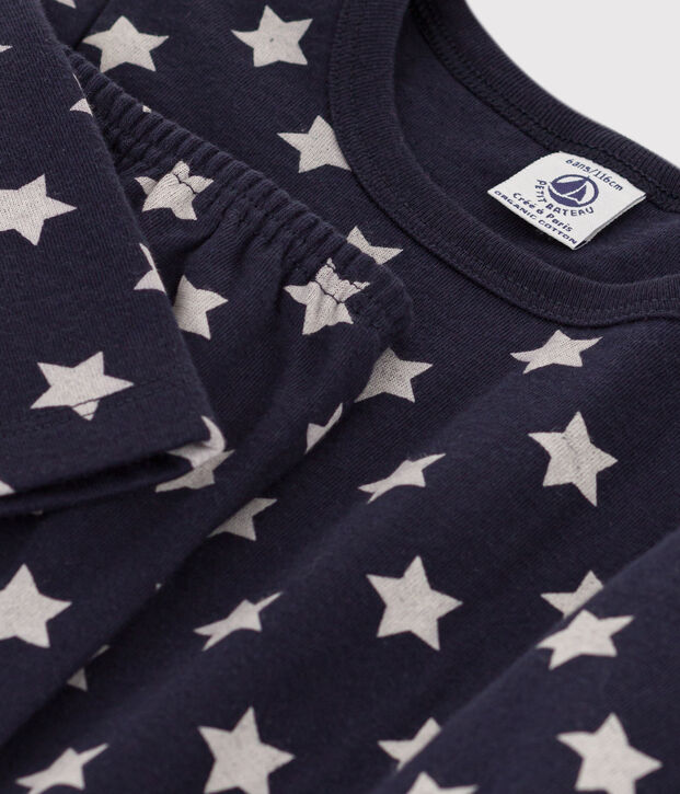 Children's Unisex Tube Knit Starry Pyjamas blue/white