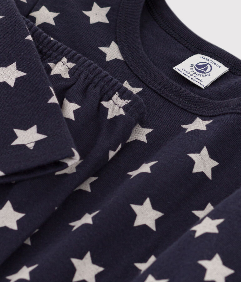 Children's Unisex Tube Knit Starry Pyjamas blue/white