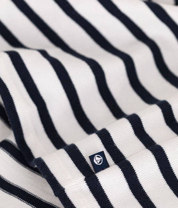 Babies' Long-Sleeved Thick Jersey Dress white/blue