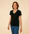 Women's Straight V-Neck Cotton T-Shirt SMOKING blue