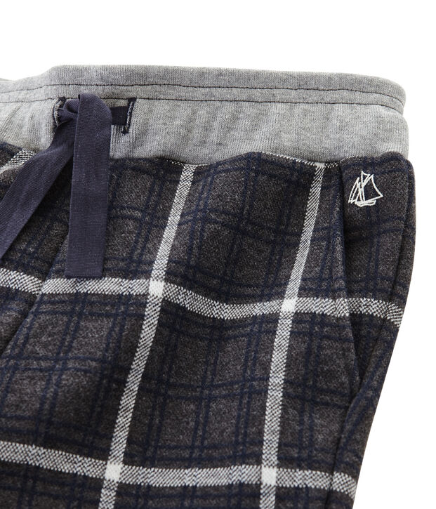 Boys' Checked Knit Trousers grey/blue/white