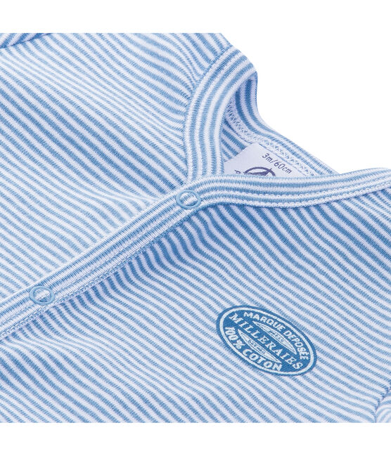 Baby boy's milleraies stripe footless sleeper ALASKA blue/ECUME white