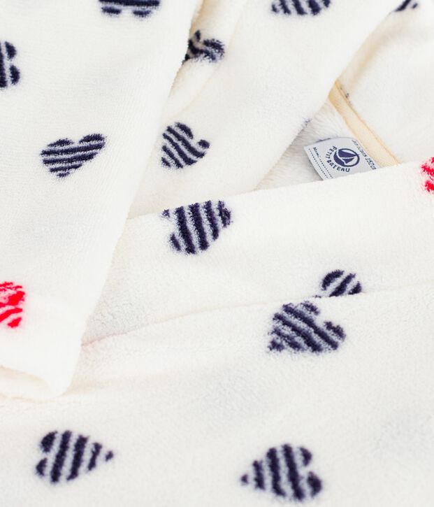Children's printed fleece dressing gown white/multicolor