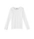 Plain girl's long sleeve T-shirt with cocotte stitch finish