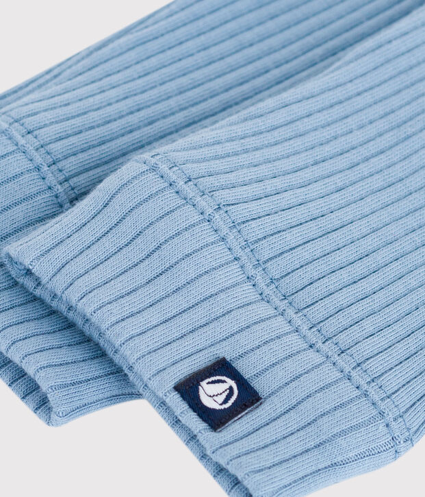 Babies' plain cotton leggings blue