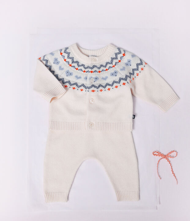 Jacquard knit outfit for babies blue/blue