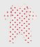 Babies' padded heart-print cotton playsuit. MARSHMALLOW white/TERKUIT red