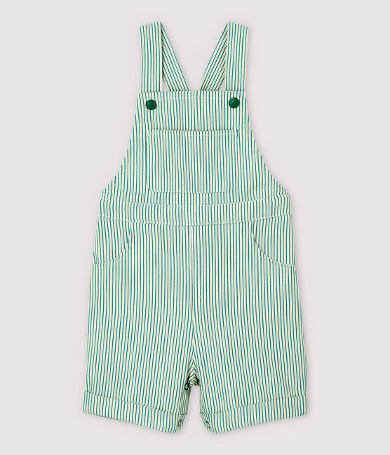 Baby Boys' Fancy Serge Dungaree Shorts MARSHMALLOW white/GAZON green