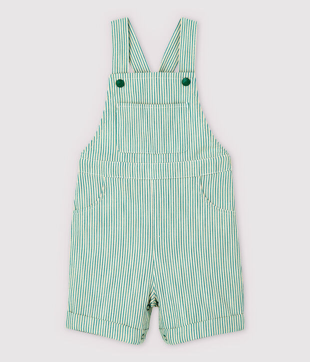 Baby Boys' Fancy Serge Dungaree Shorts white/green