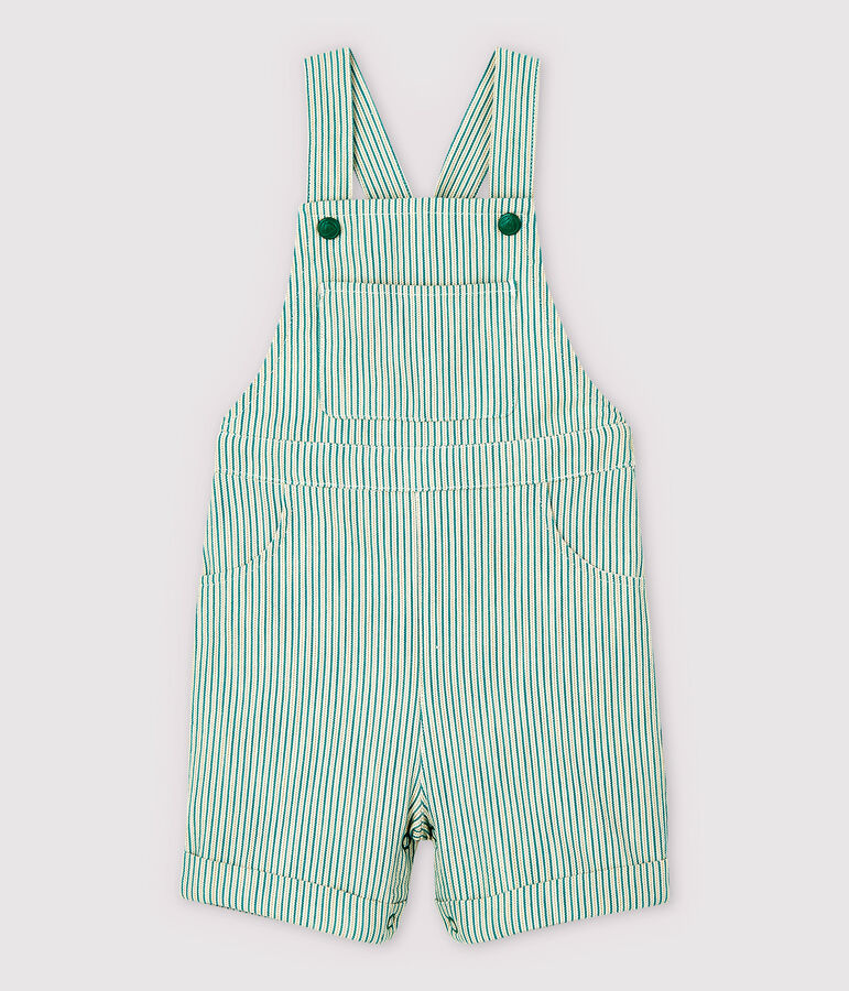 Baby Boys' Fancy Serge Dungaree Shorts white/green